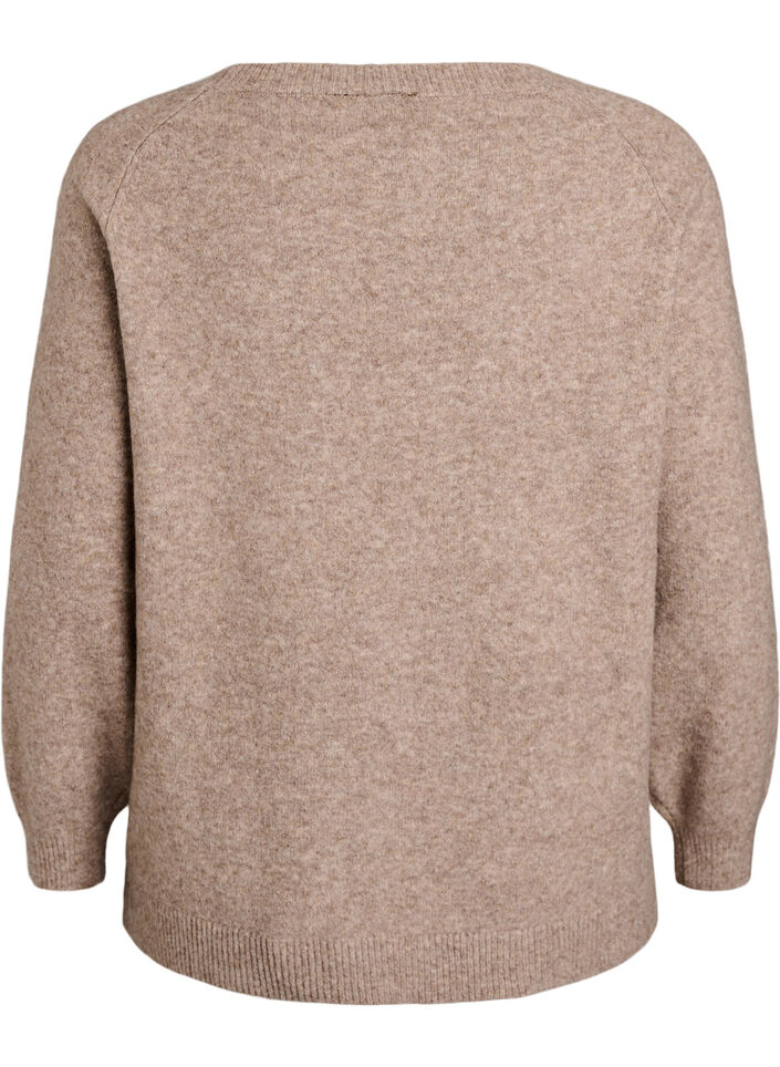 Blouse en maille avec strass et clous, Beige, Packshot image number 1