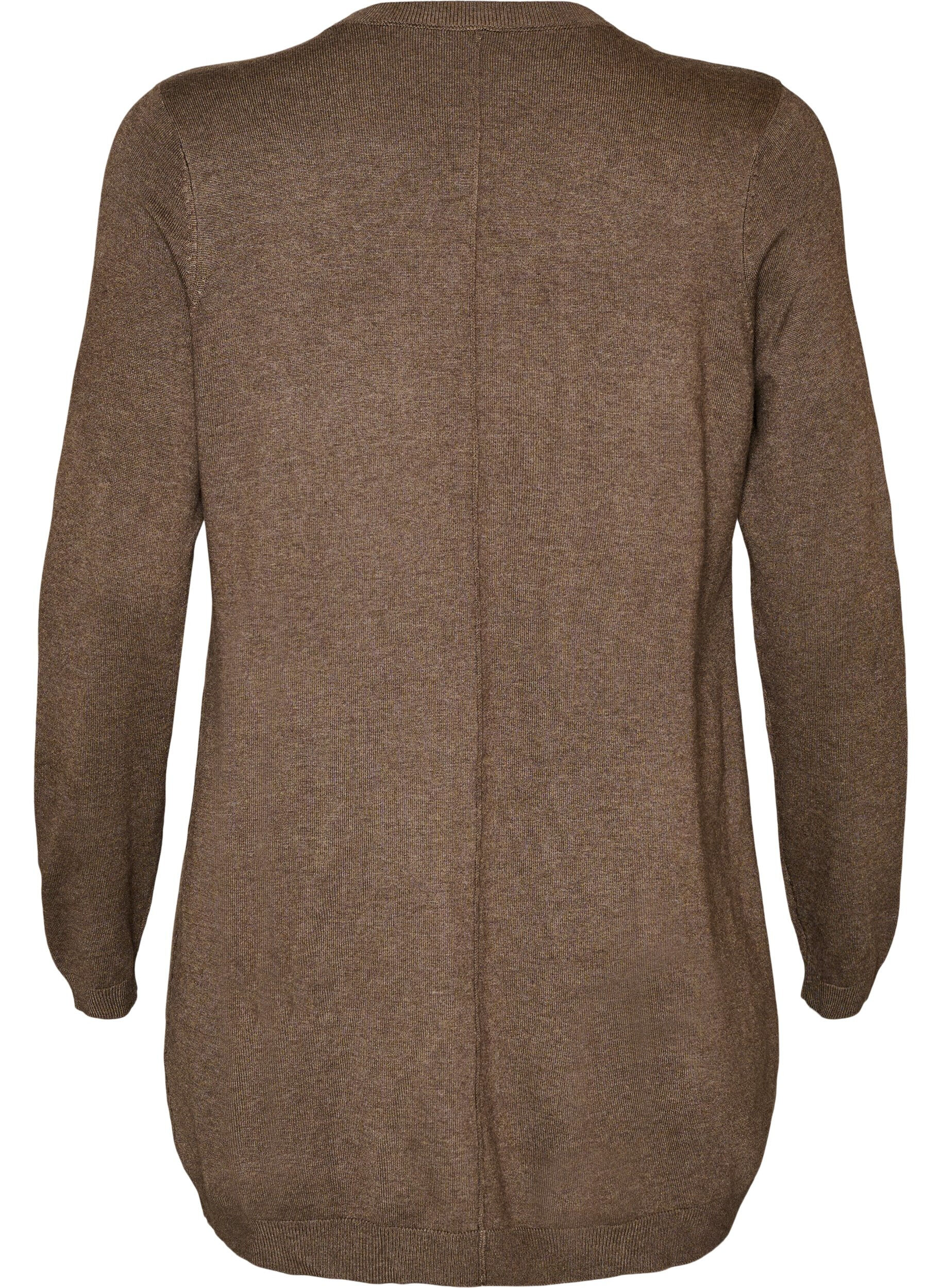 ZizziLong cardigan tricot&eacute; dans un m&eacute;lange de viscose, Marron, Packshot image number 1