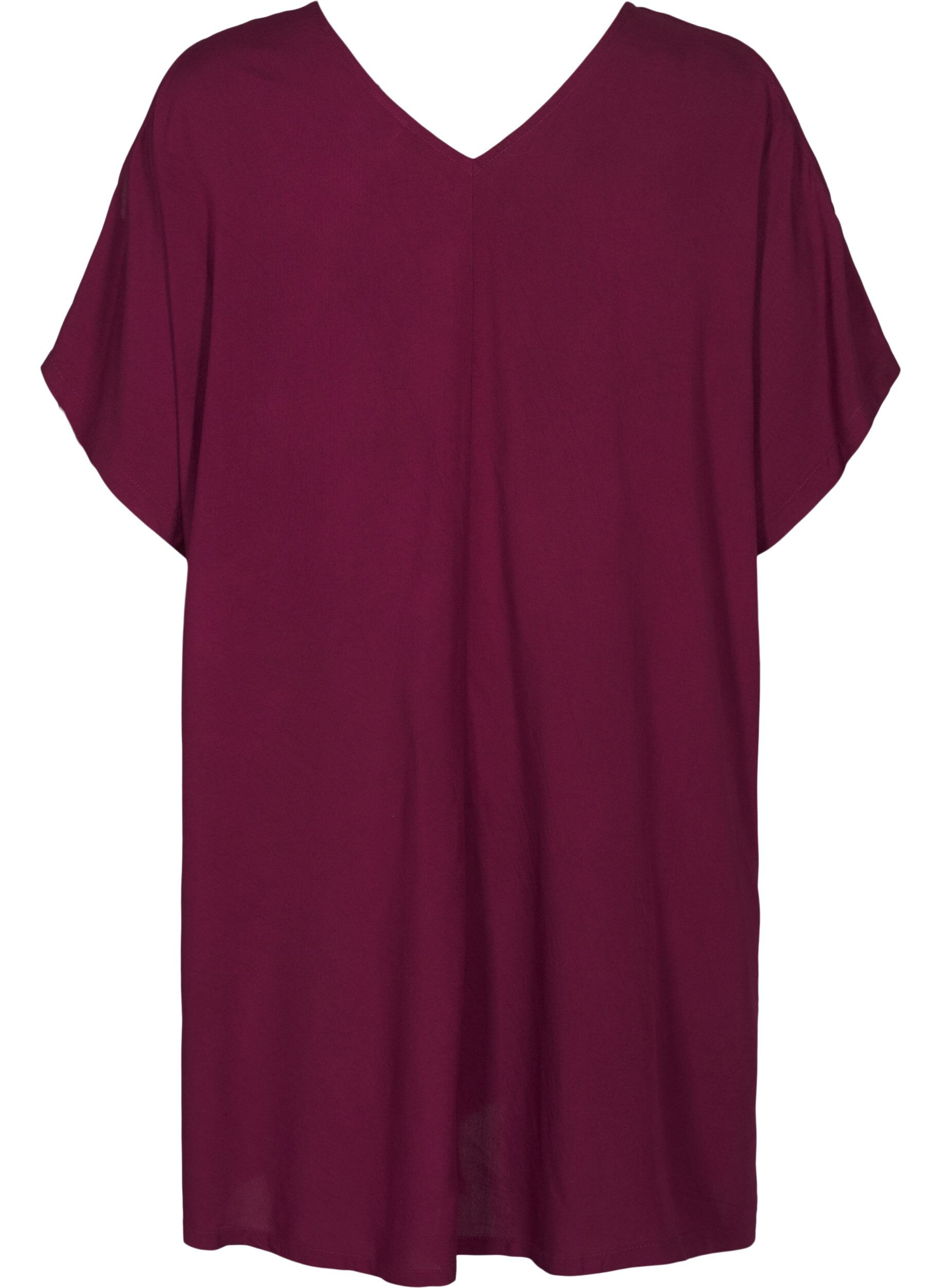 Zizzi Robe de plage en viscose avec d&eacute;tails sur les &eacute;paules, Bordeaux, Packshot image number 1