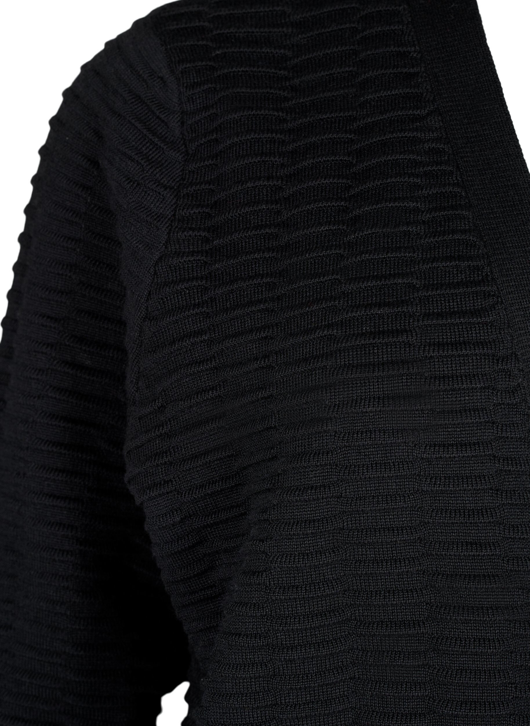 Zizzi Cardigan en tricot en m&eacute;lange de coton et de viscose, Black, Packshot image number 2