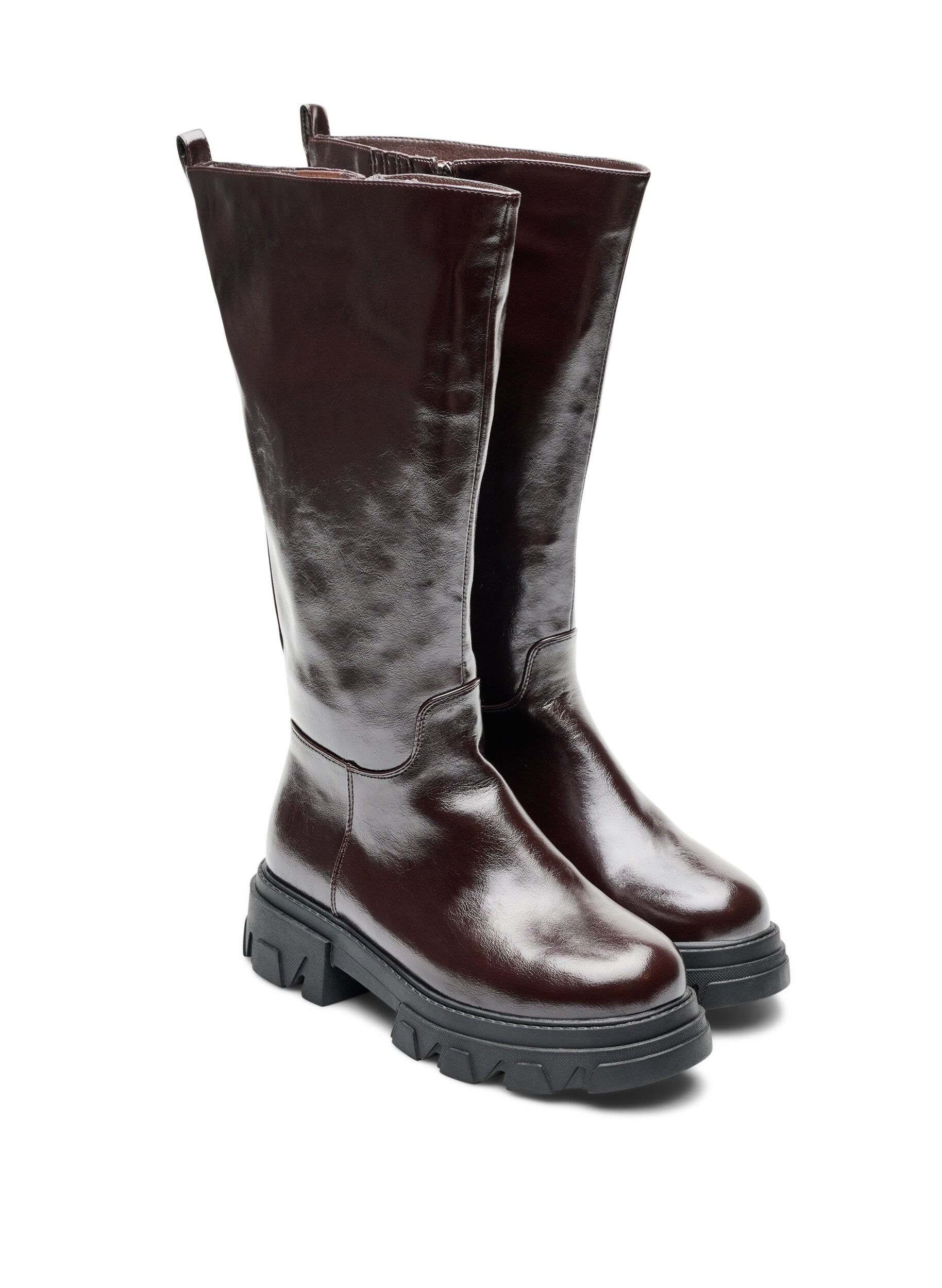 ZizziBottes hautes avec un effet l&eacute;g&egrave;rement textur&eacute;, Marron, Packshot image number 1