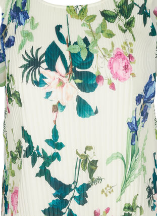 Robe plissée à manches courtes avec imprimé floral, Bright White AOP, Packshot image number 2