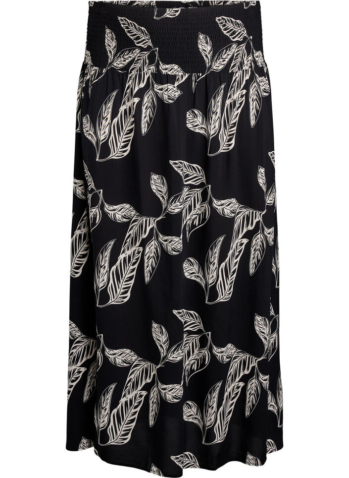 Jupe longue en viscose avec smocks, Noir, Packshot image number 0
