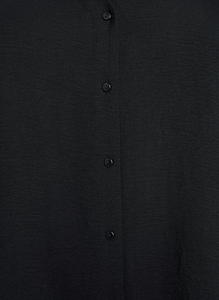 Chemisier &agrave; col V et manches 3/4, Noir, Packshot image number 2
