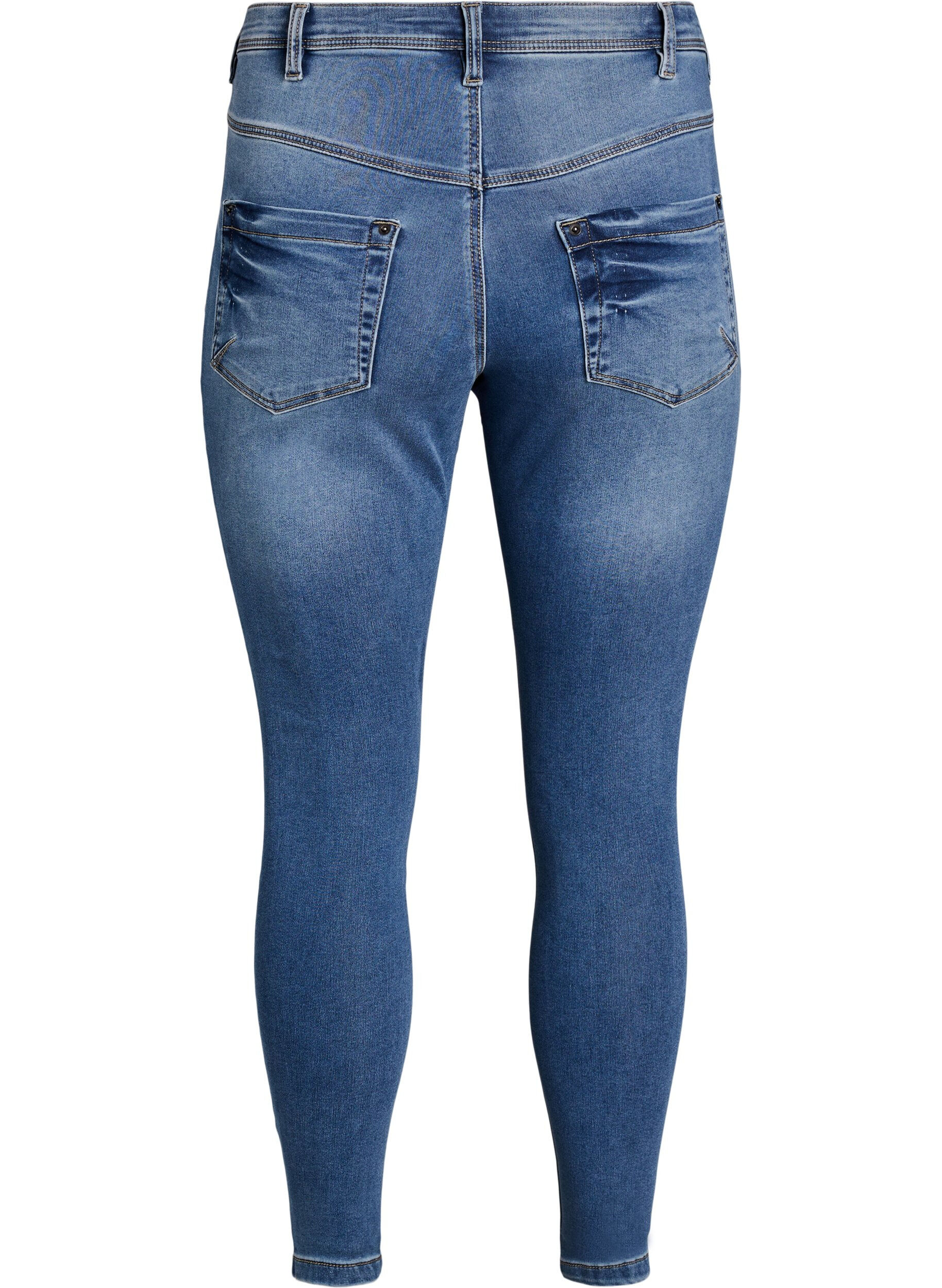 Zizzi Jean crop Amy avec d&eacute;tails zipp&eacute;s, Bleu, Packshot image number 1