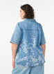 Chemise en jean &agrave; imprim&eacute; floral et manches courtes, Bleu Clair, Model image number 2