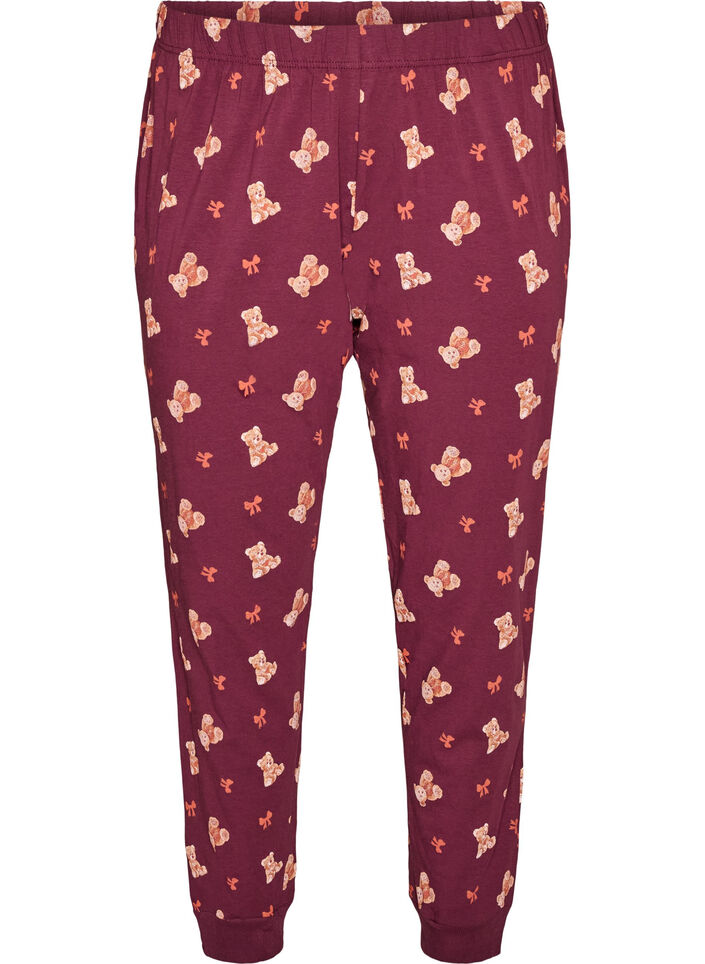 Bas de pyjama imprim&eacute;, Bordeaux, Packshot image number 0