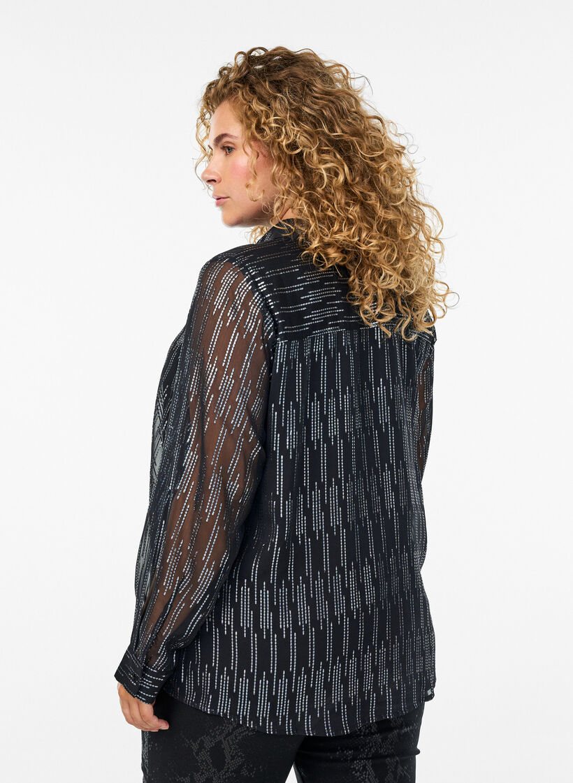 Chemise à motif pailleté, Noir, Model image number 2