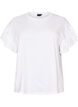 T-shirt en coton bio avec manches &agrave; volants, Blanc, Packshot image number 0