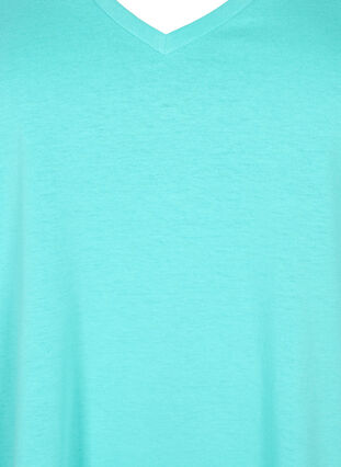 T-shirt à manches courtes avec col en V, Turquoise, Packshot image number 2