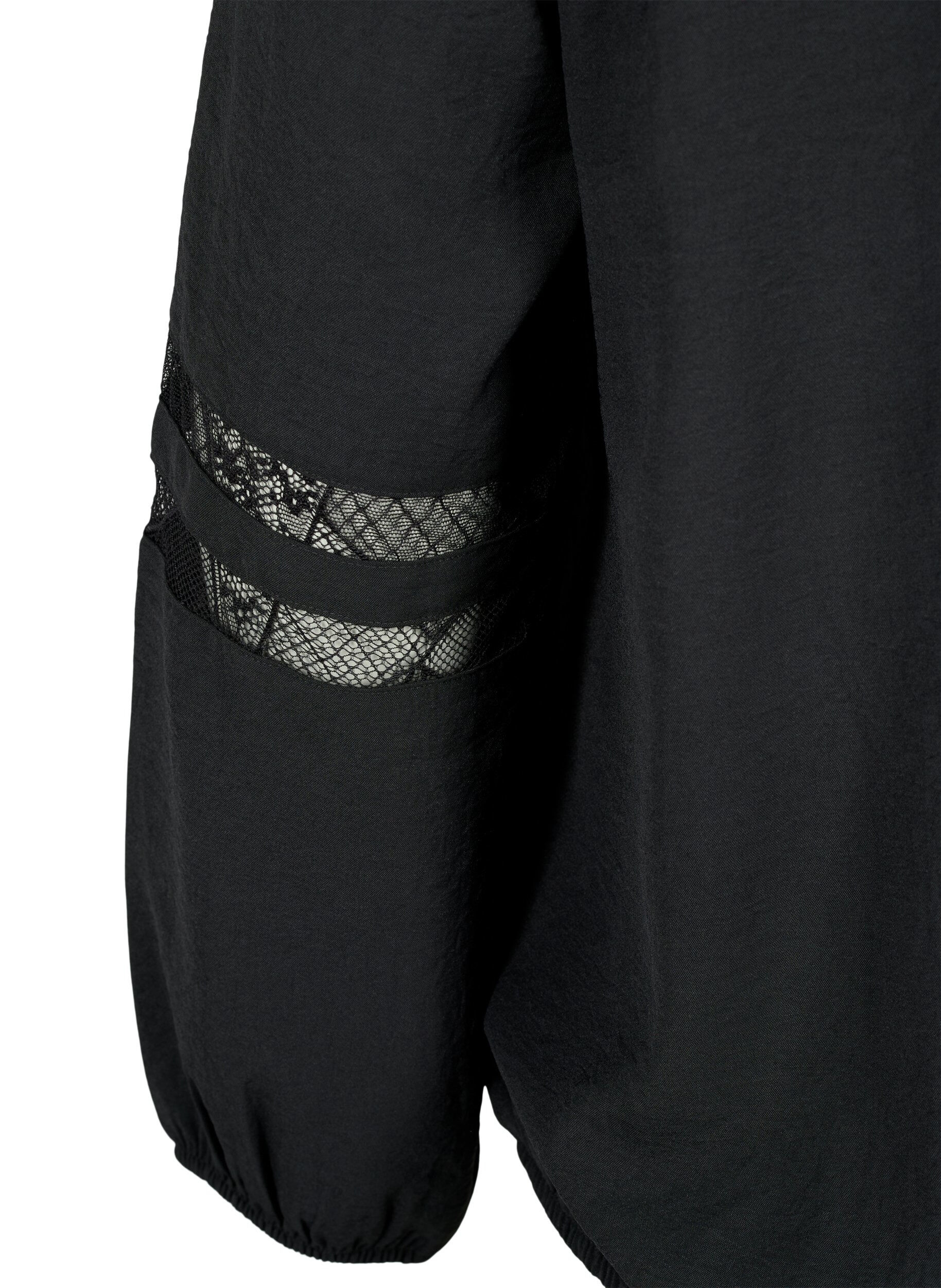 Zizzi Blouse &agrave; manches longues avec de la dentelle, Black, Packshot image number 3