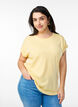 T-shirt &agrave; manches courtes en coton m&eacute;lang&eacute;, Jaune clair, Model image number 0