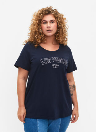 T-shirt en coton avec texte imprimé, Night Sky W. Las, Model image number 0