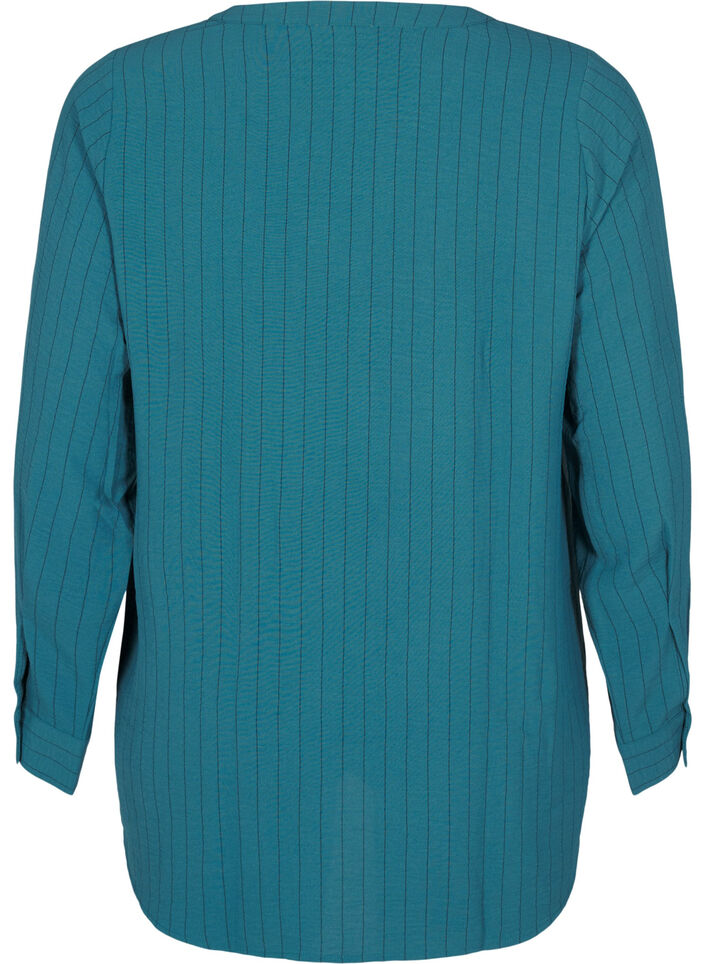 FLASH - Chemisier à fines rayures, Vert foncé, Packshot image number 1