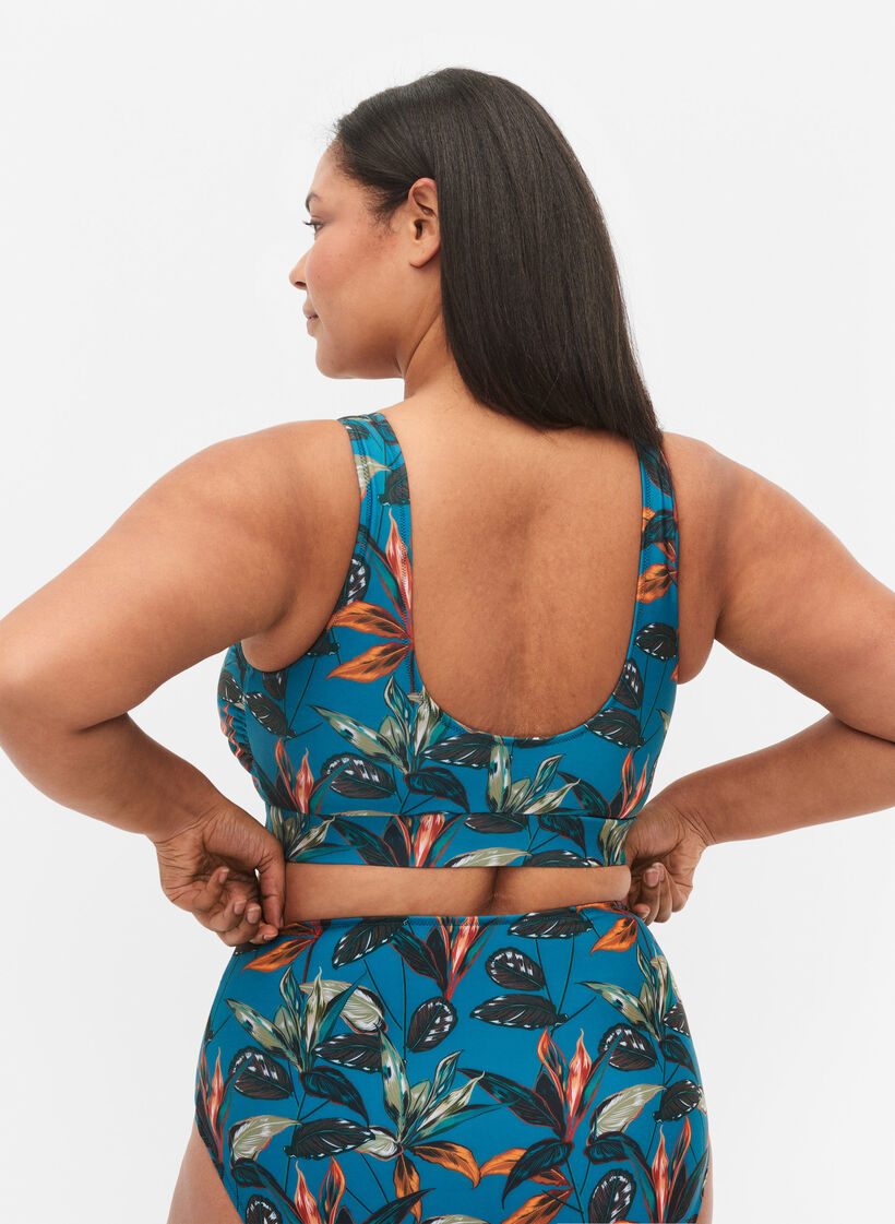 Haut de bikini à encolure ronde, Leaf Print, Model image number 1