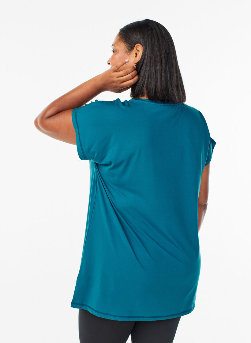 T-shirt long de sport, Bleu p&eacute;trole, Model image number 2