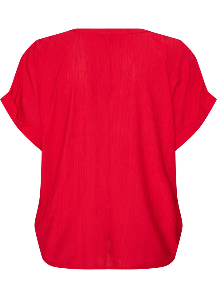 Blouse textur&eacute;e en viscose avec boutons, Rouge, Packshot image number 1