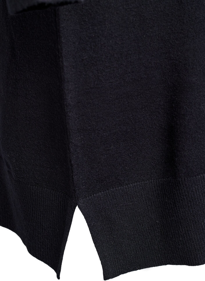 Robe courte en maille &agrave; manches raglan et couture centrale, Noir, Packshot image number 3