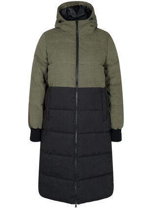 Manteau d'hiver long avec bloc de couleurs, Grape Leaf W/Blk, Packshot image number 0