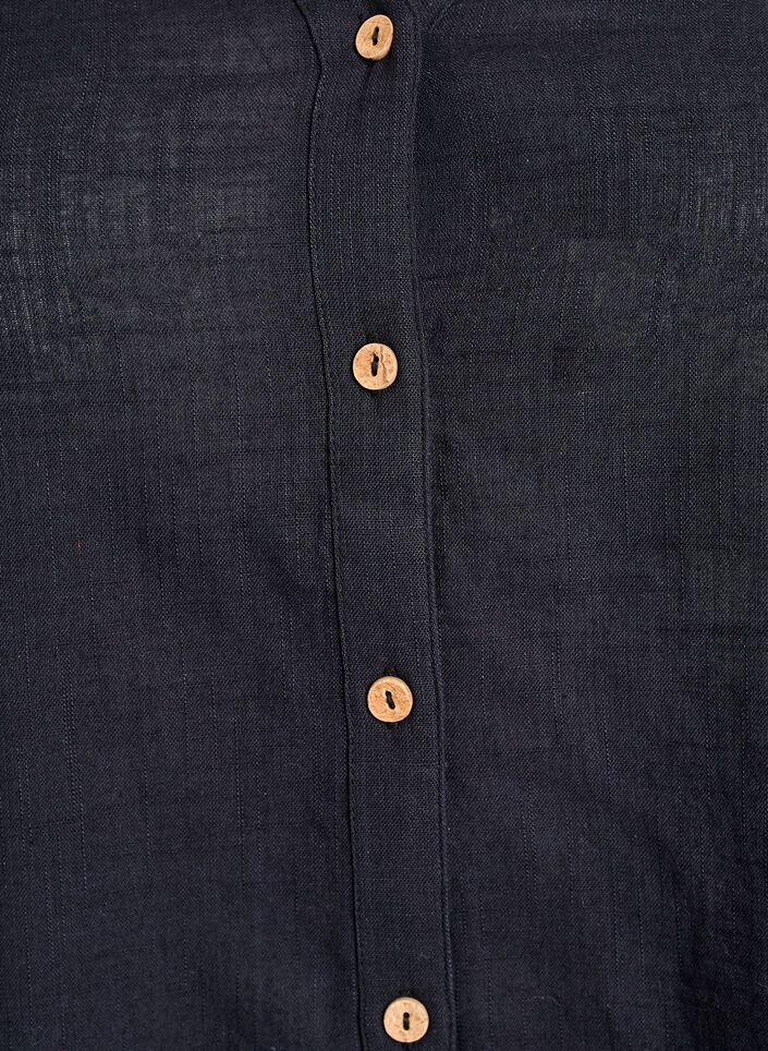 Chemisier en coton avec col en V, Noir, Packshot image number 2