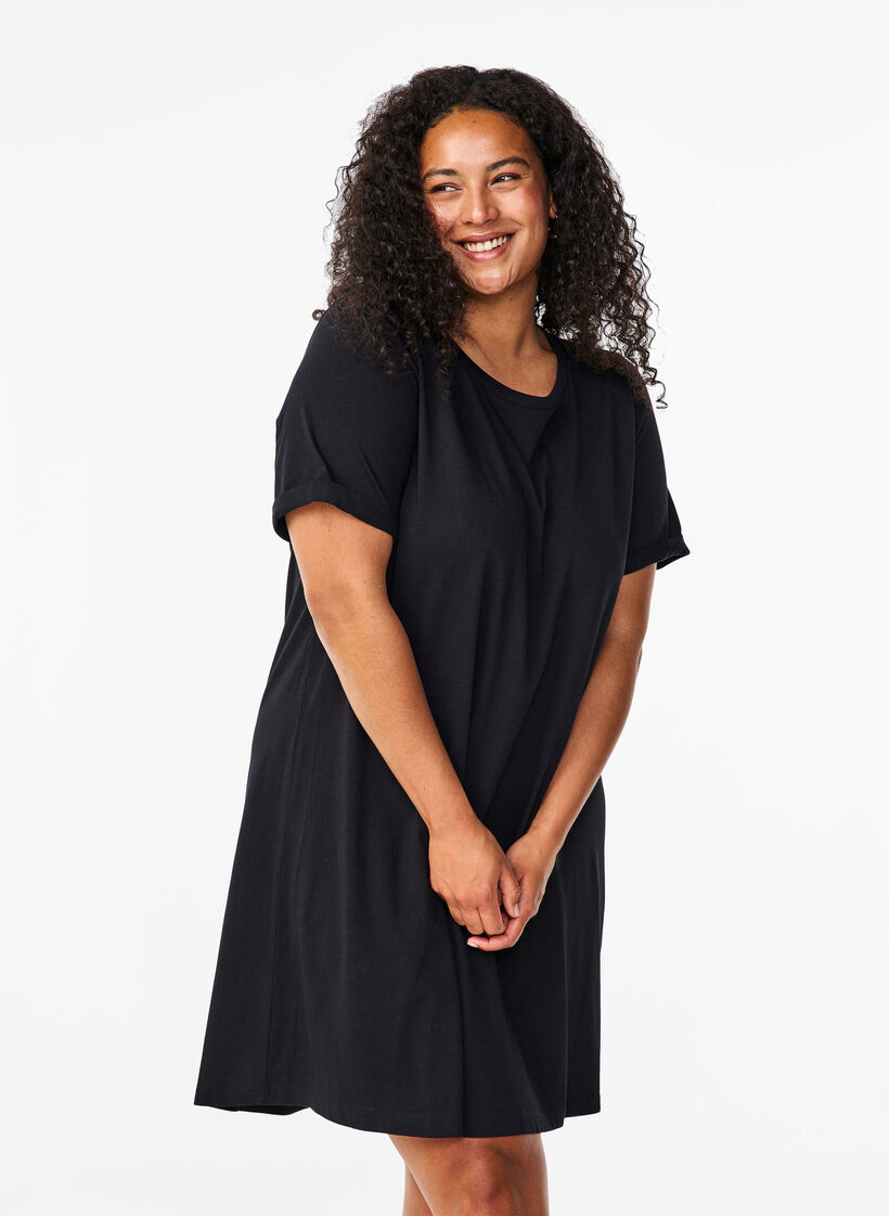 Robe t-shirt en coton, Black, Model image number 0
