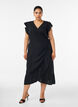 Robe portefeuille en mousseline de coton avec volants, Noir, Model image number 0