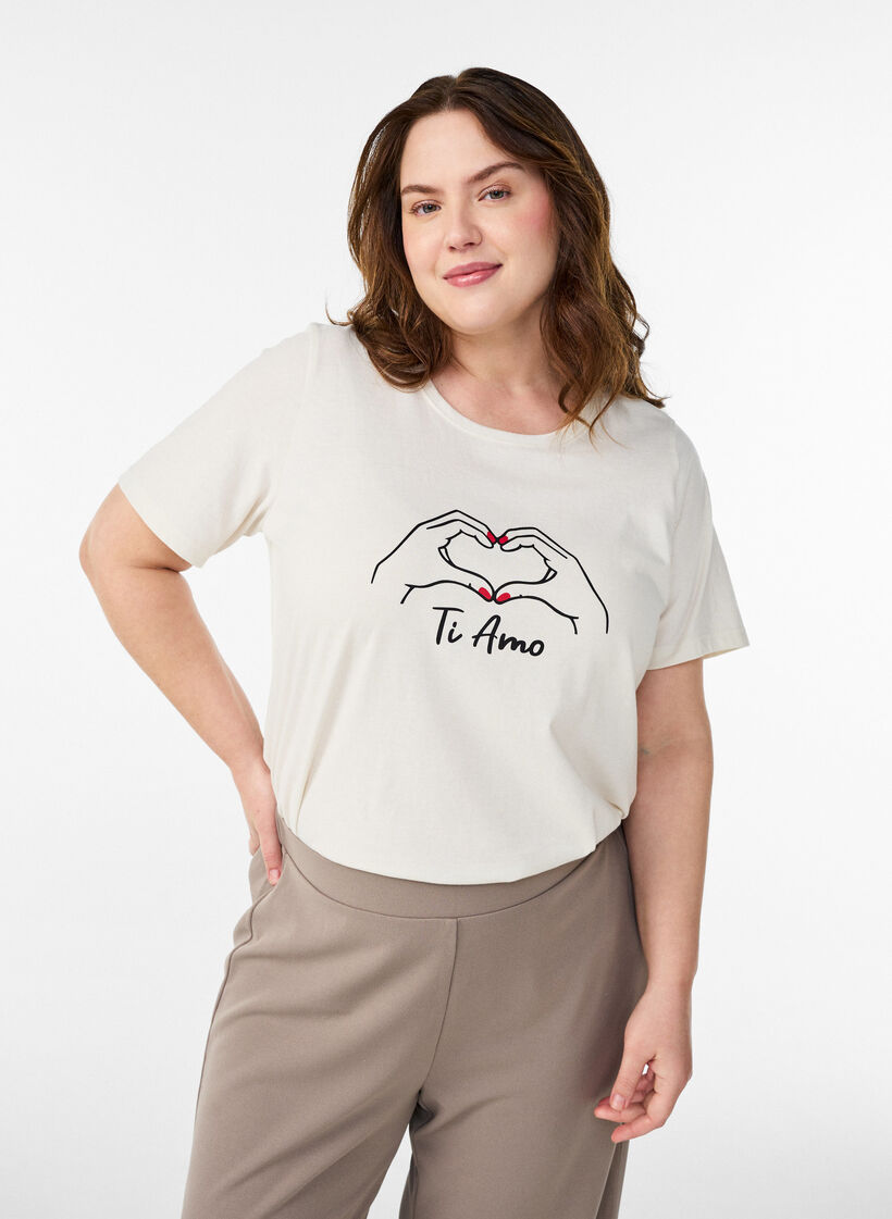 T-shirt imprim&eacute;, Blanc, Model image number 0