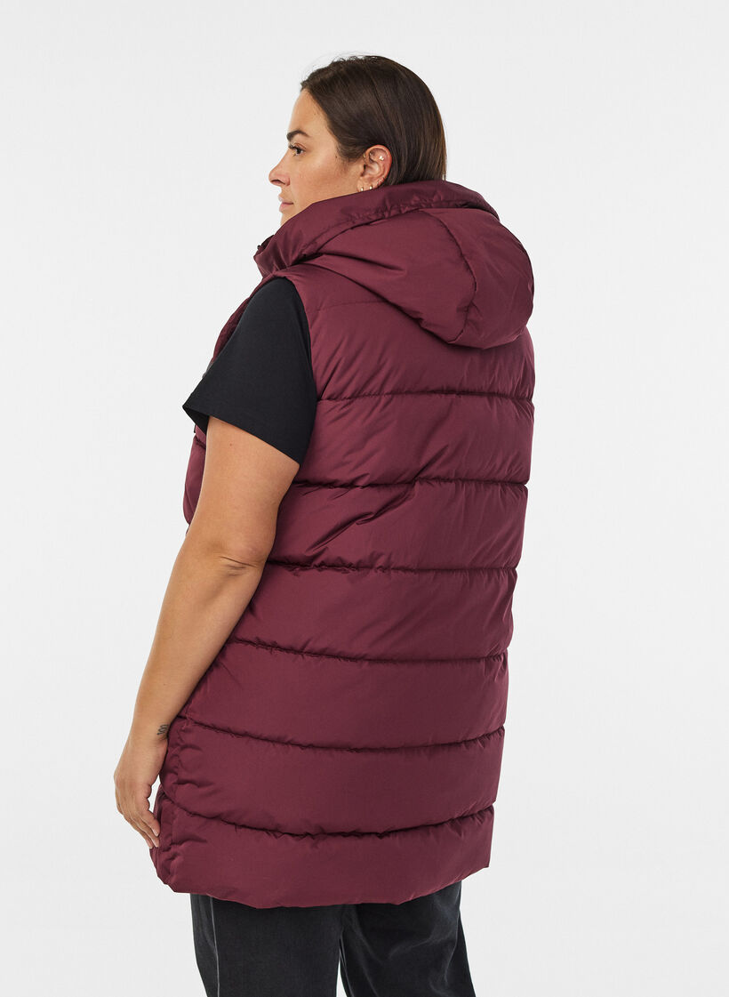 Veste longue avec capuche et poches, Bordeaux, Model image number 2