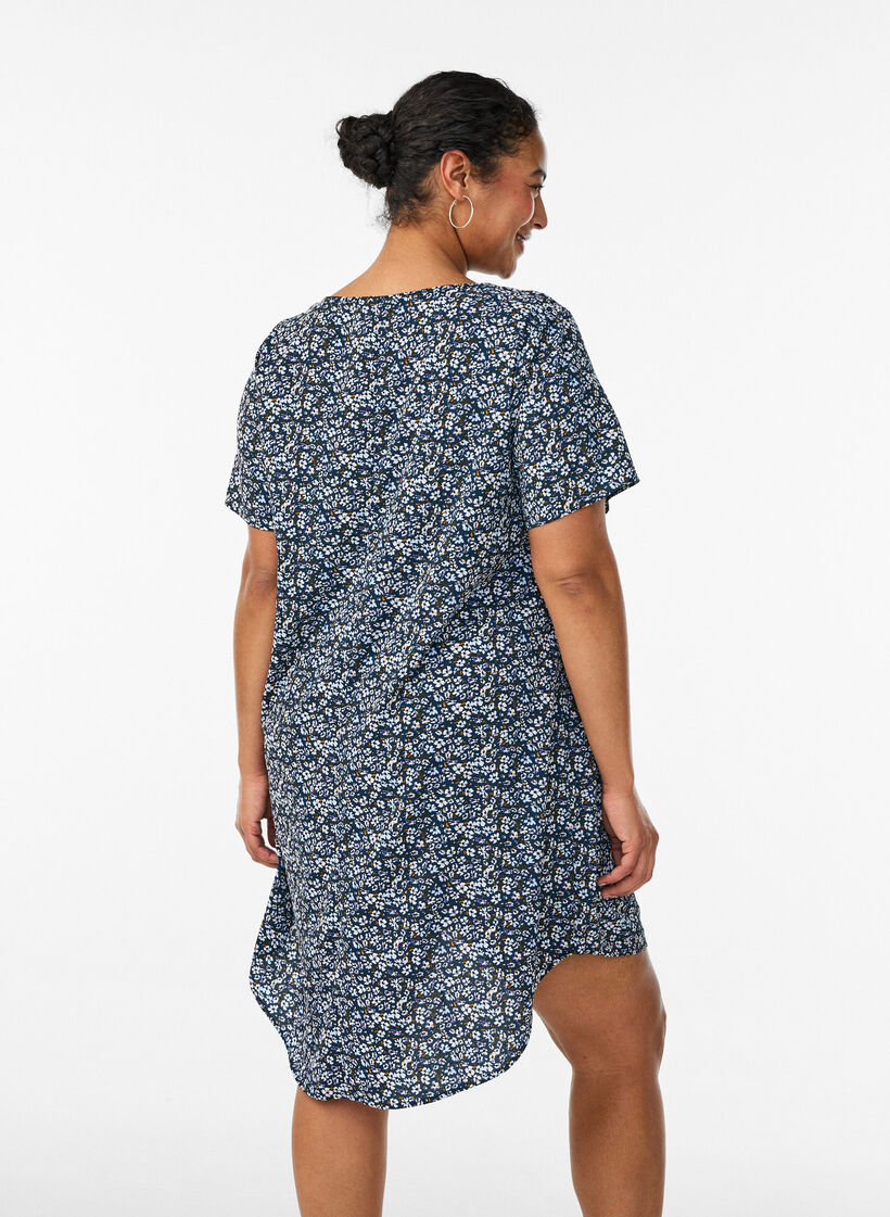 Robe &agrave; manches courtes avec imprim&eacute;, Bleu, Model image number 2
