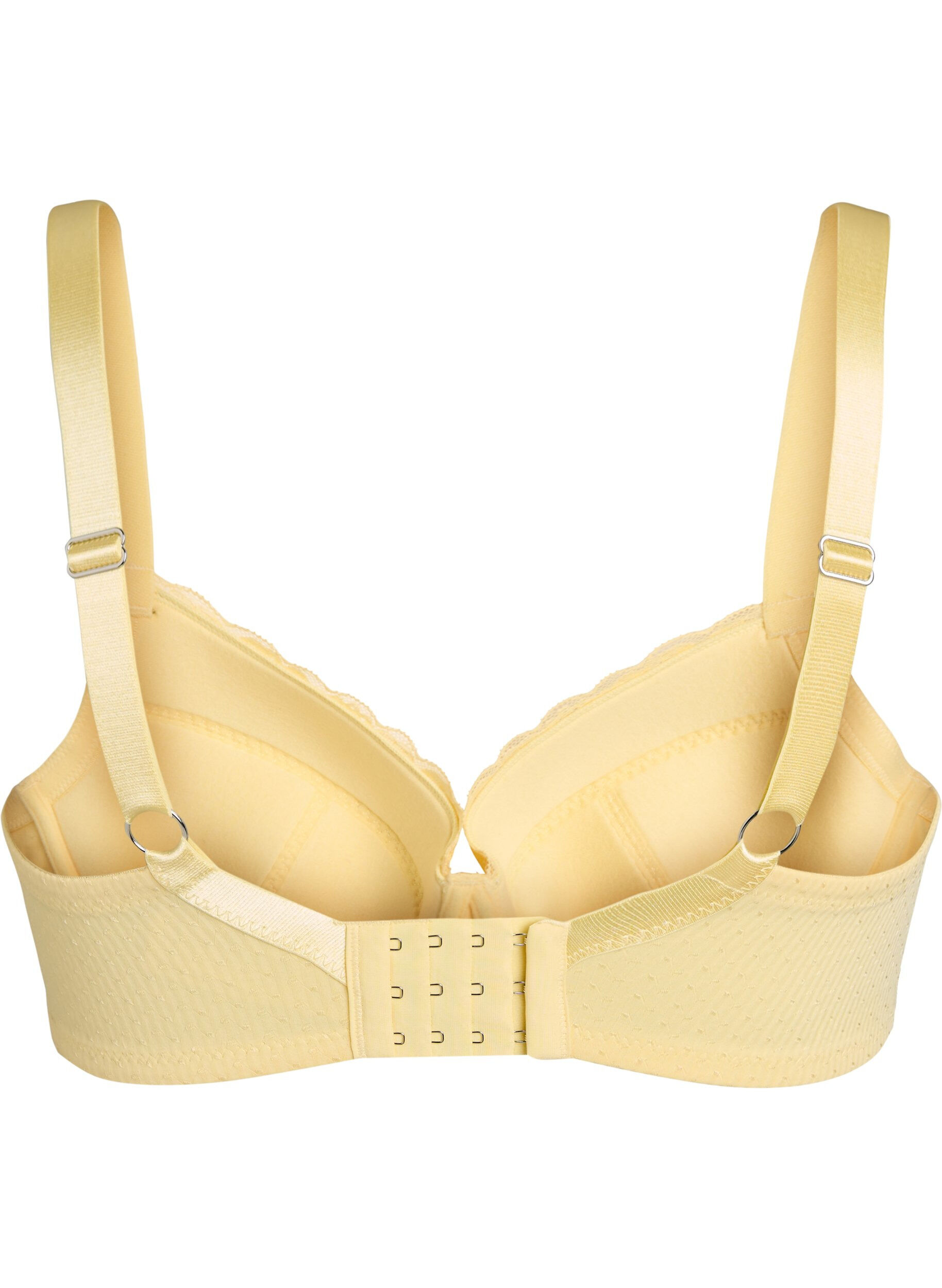 Zizzi Soutien-gorge rembourr&eacute; avec dentelle et texture dobby, Jaune clair, Packshot image number 1