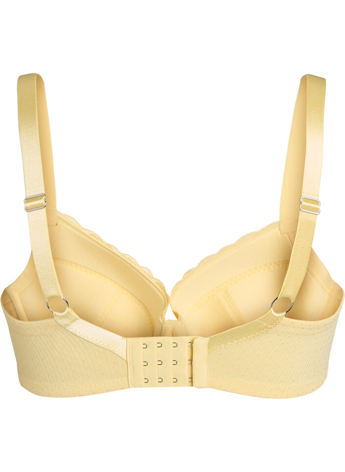 Soutien-gorge rembourr&eacute; avec dentelle et texture dobby, Jaune clair, Packshot image number 1