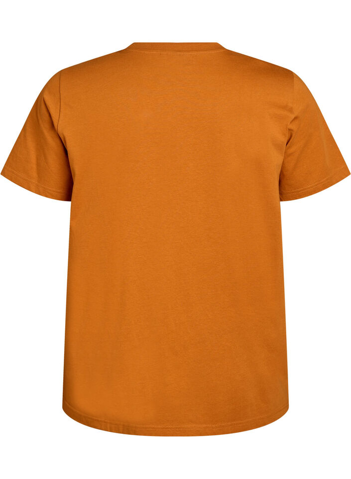 T-shirt basique en coton &agrave; col rond, Orange, Packshot image number 1