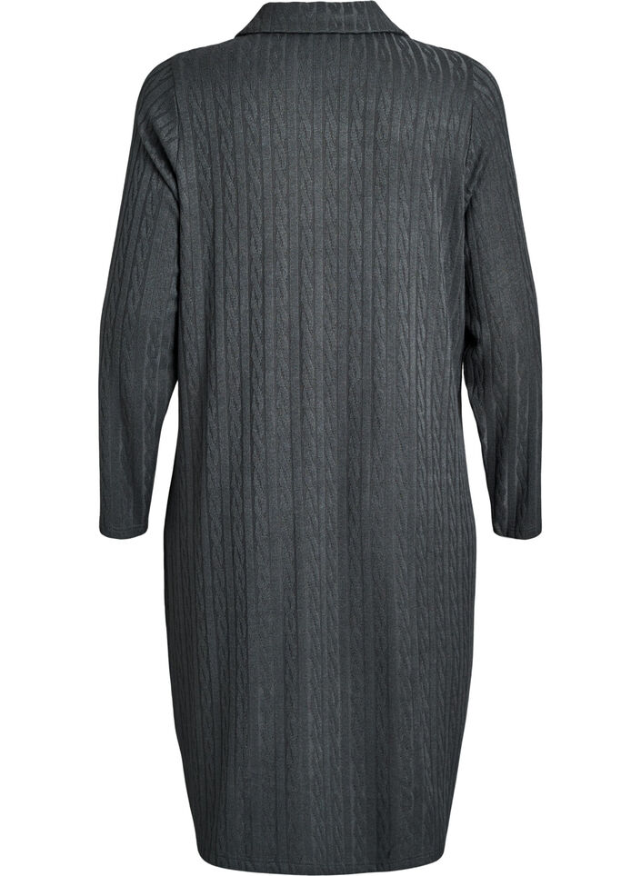 Robe à structure torsadée et col en V, Vert foncé, Packshot image number 1