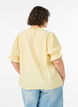 Blouse en m&eacute;lange de viscose textur&eacute;, avec manches courtes &agrave; volants, Jaune, Model image number 2