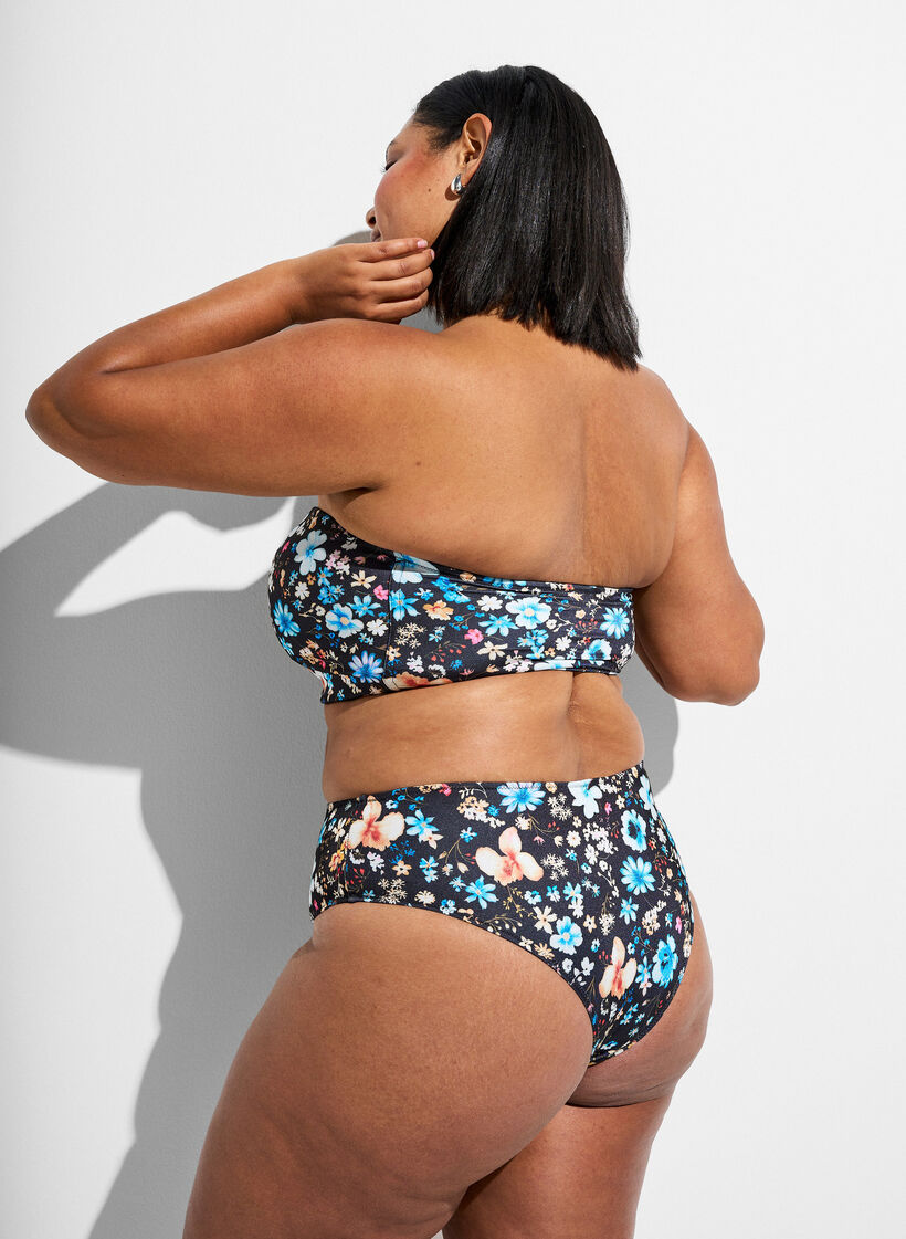 Culotte de bikini br&eacute;silienne &agrave; imprim&eacute; floral, Bleu, Model image number 1