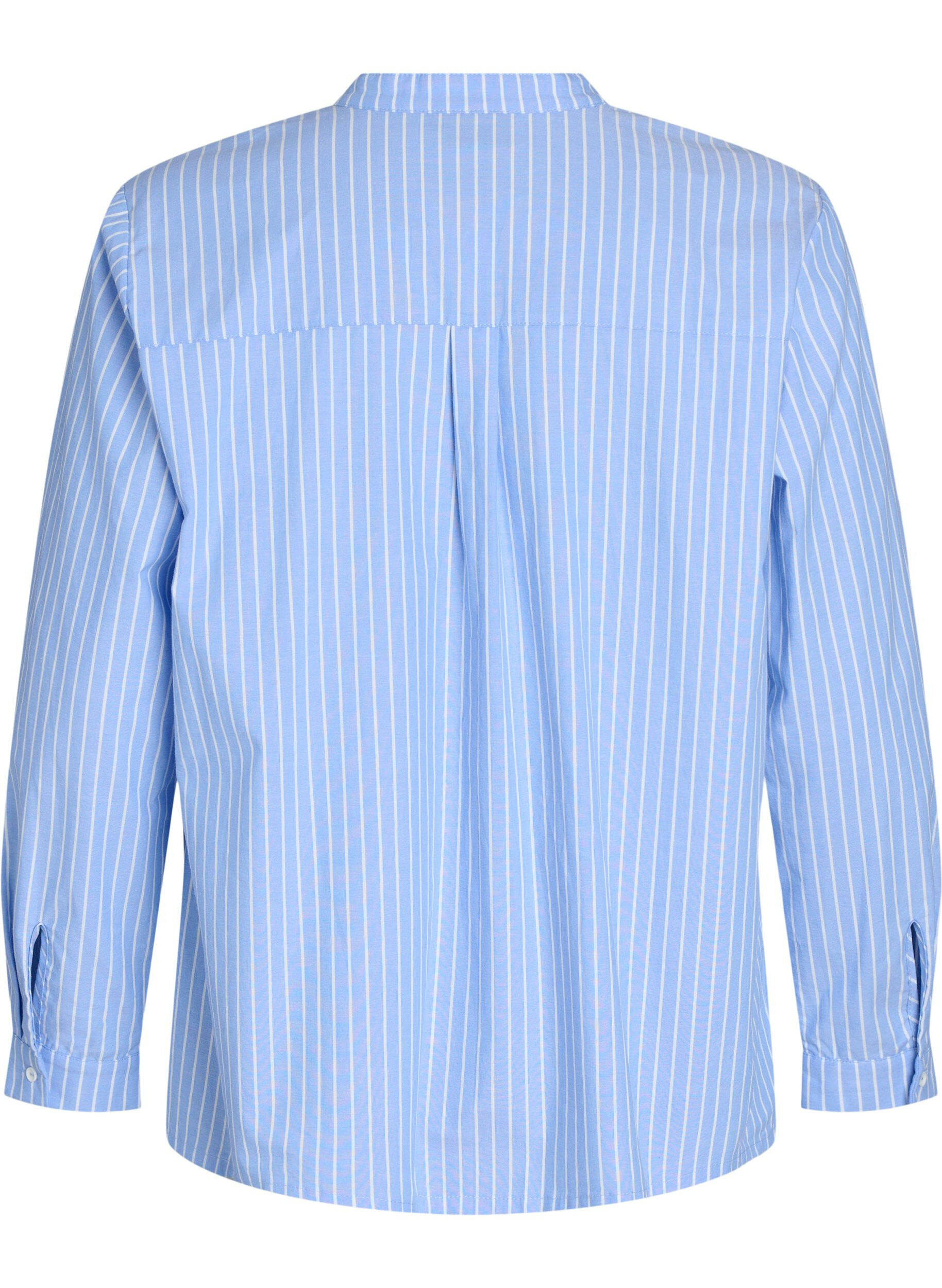 Zizzi Chemise ray&eacute;e avec fermeture d&eacute;corative, Bleu Clair, Packshot image number 1