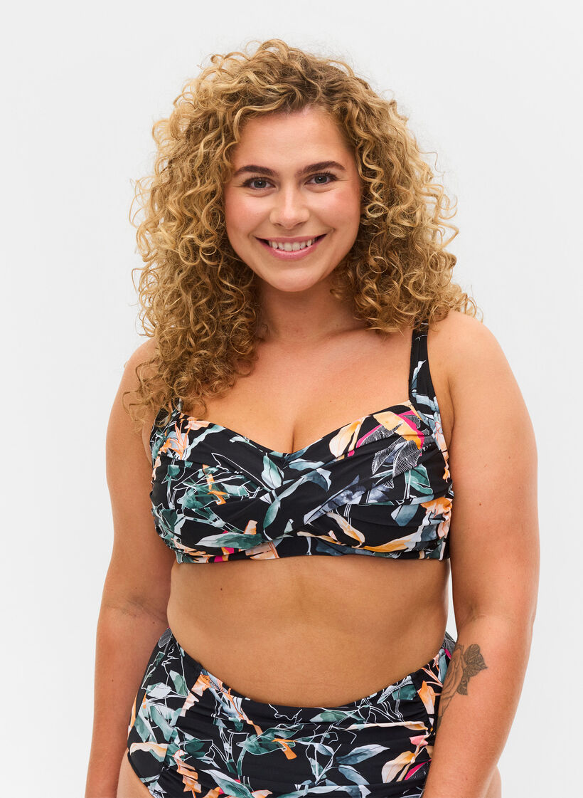 Haut de bikini, Leaf Print, Model image number 0