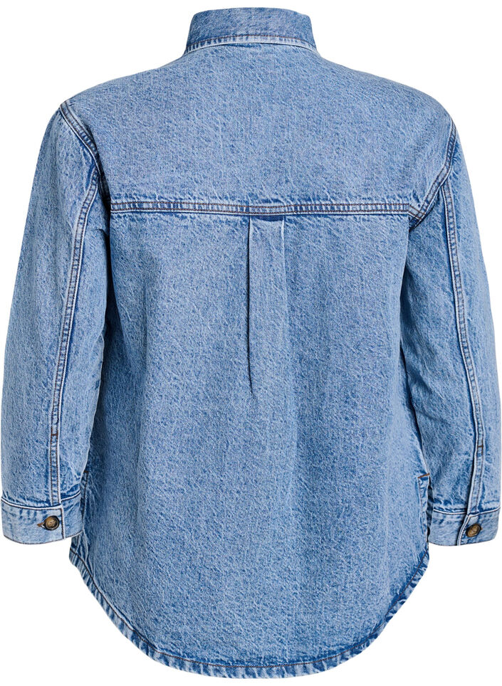 Chemise en jean avec demi-patte de boutonnage et poches poitrine, Bleu Clair, Packshot