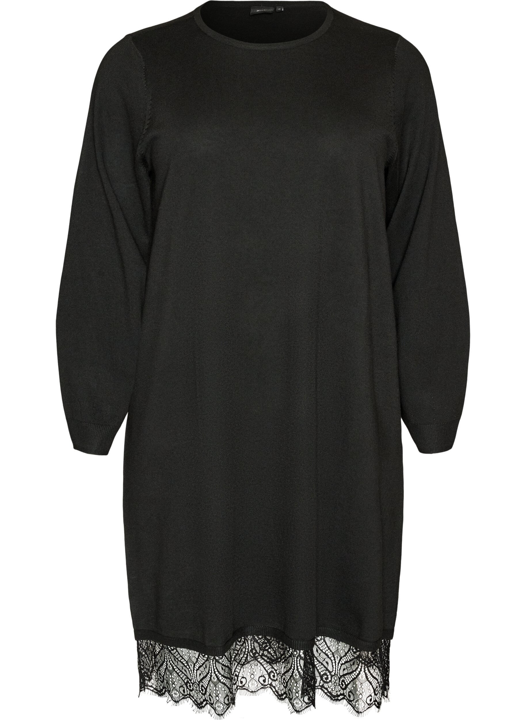 Robe courte en maille avec ourlet en dentelle