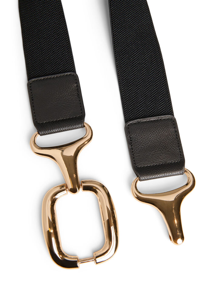 Ceinture &eacute;lastique avec une boucle dor&eacute;e, Noir, Packshot image number 1