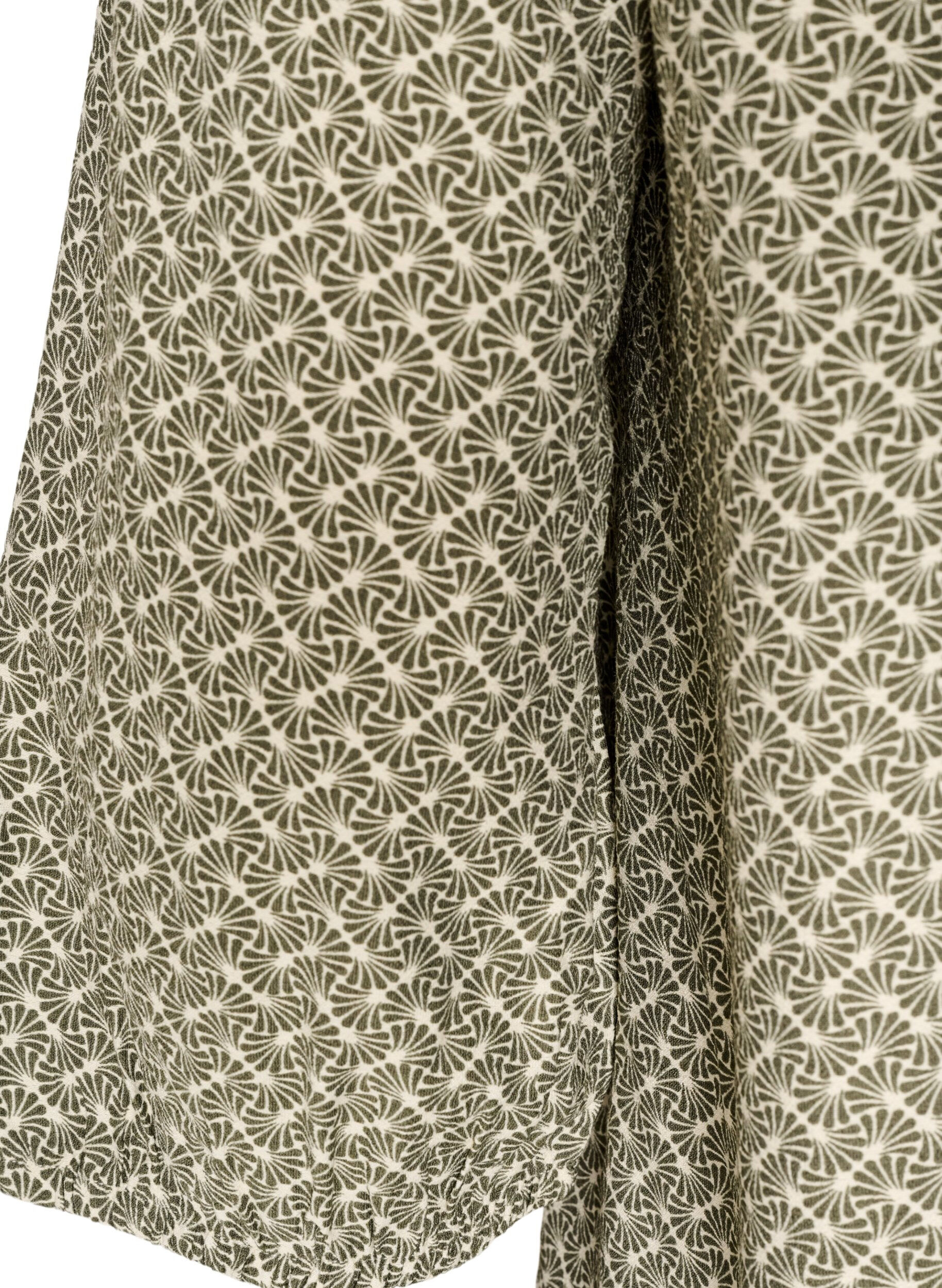 ZizziBlouse imprim&eacute;e en viscose avec manches 3/4, Vert Kaki, Packshot image number 3