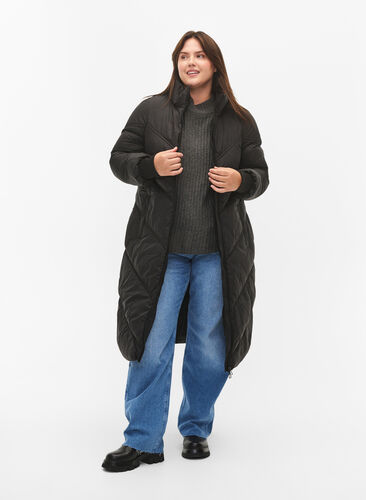 Longue veste polaire d'hiver, Black, Model image number 0