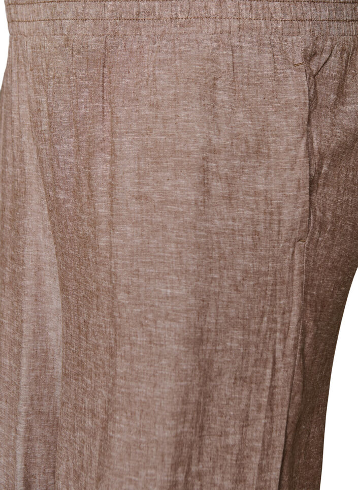 Pantalon large en lin et viscose, Marron, Packshot image number 2