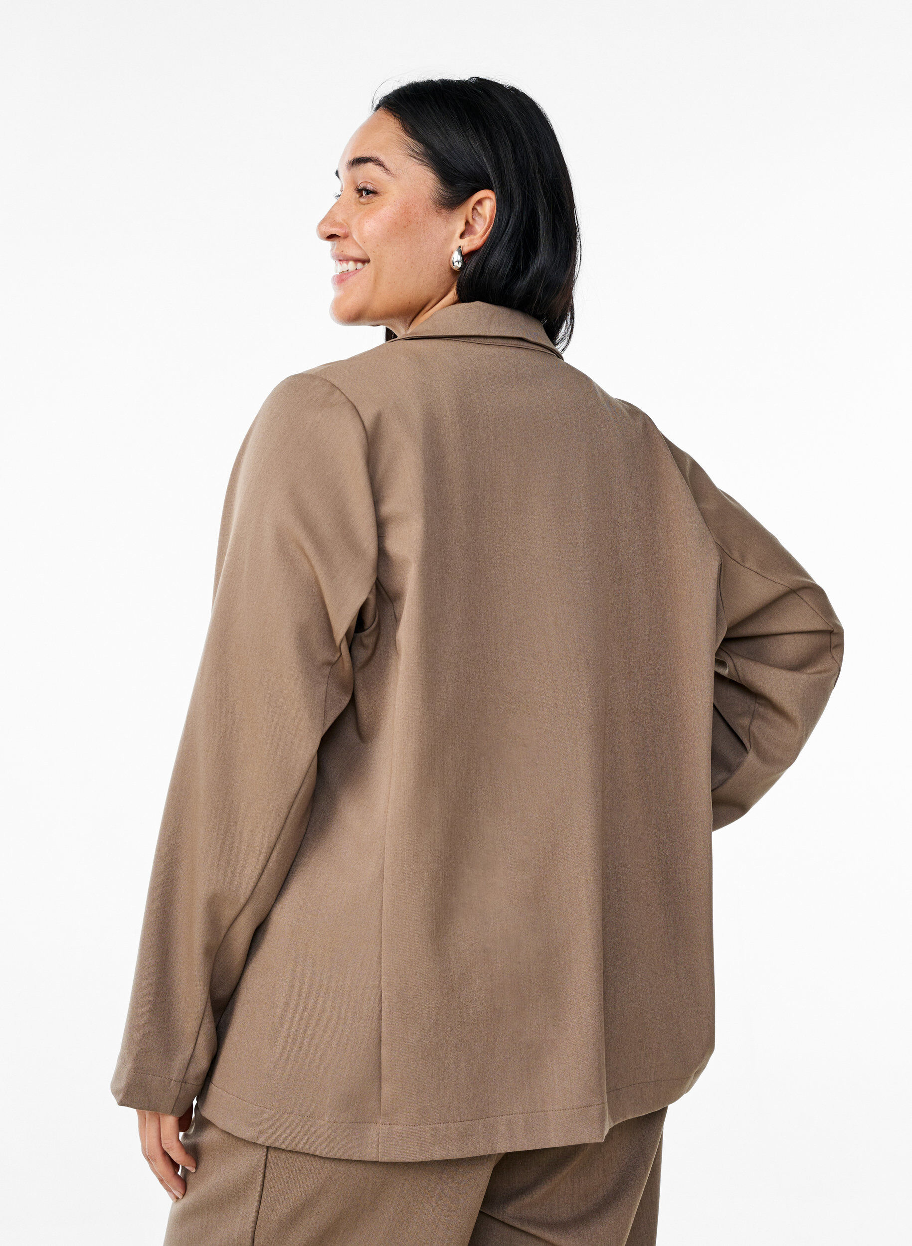 Zizzi Blazer ouvert avec poches, Marron, Model image number 2