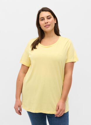 T-shirt en coton à manches courtes avec imprimé, Pale Banana Shine, Model image number 0