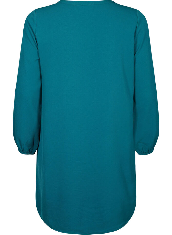 Robe à manches longues et encolure en V., Deep Teal, Packshot image number 1