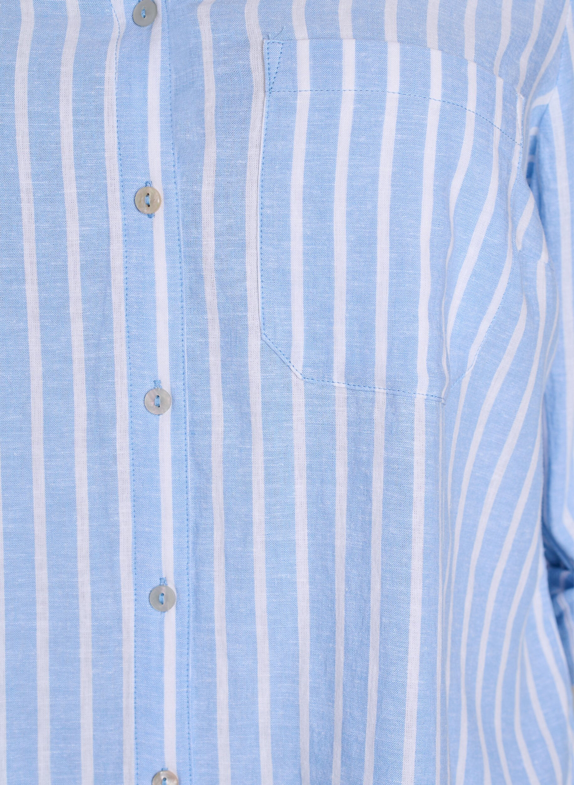 ZizziChemise en lin et viscose avec manches 3/4, Bleu Clair, Packshot image number 2
