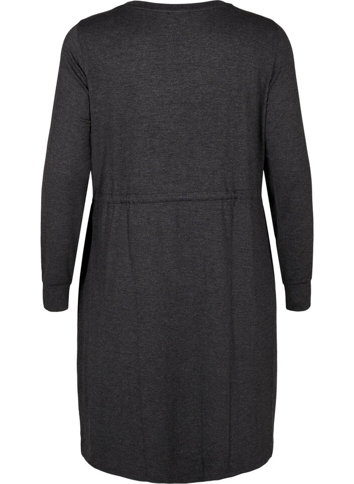 Robe en jersey mi-longue avec liens, Dark Grey Melange, Packshot image number 1