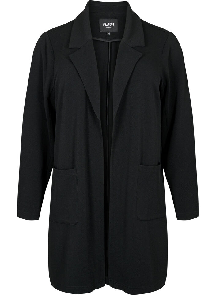 Blazer long avec des poches, Noir, Packshot image number 0