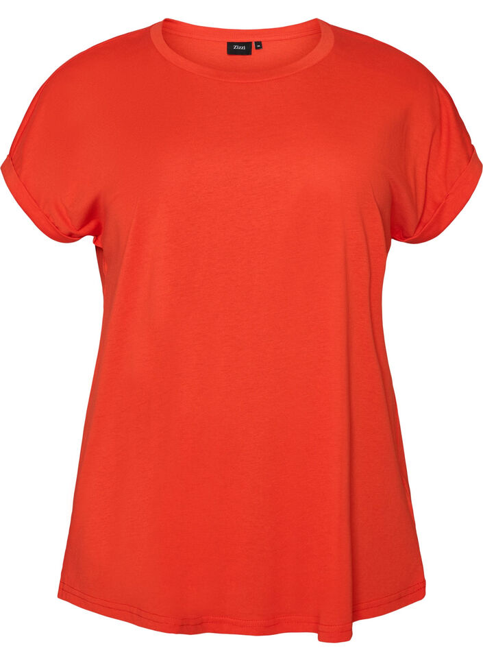 T-shirt &agrave; manches courtes en coton m&eacute;lang&eacute;, Orange fonc&eacute;, Packshot image number 0